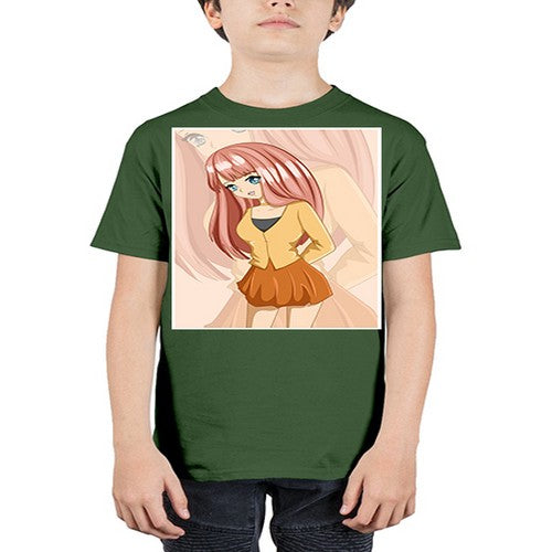 Happy beautiful and cute girl pink long hair 5# - anime - Youth Tee Unisex