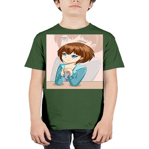 Happy beautiful and elegant girl brown hair 36# - anime - Youth Tee Unisex