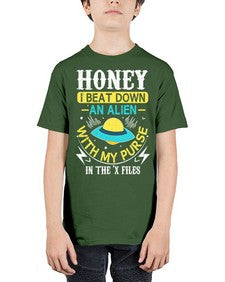 Honey i beat down an alien 4# - ufo - Youth Tee Unisex