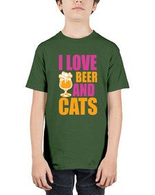 I Love Beer And Cats - cats - Youth Tee Unisex