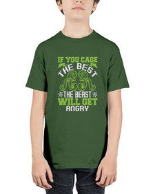 If you cage the best the beast will get angry 141# - cartoon super hero - Youth Tee Unisex