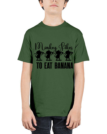 Monkey likes to eat banana  - monkey - Youth Tee Unisex