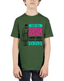 Not All Super Heroes Wear Capes Mine Wears Scrubs Style Style 1136# - nurse - Youth Tee Unisex