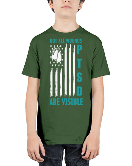 PTSD Awareness Not All Wounds 8# - PTSD - Youth Tee Unisex