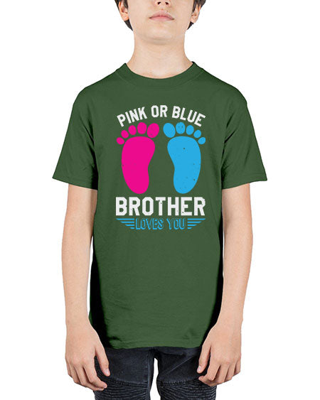 Pink or Blue brother loves you Style 185# - baby shower - Youth Tee Unisex
