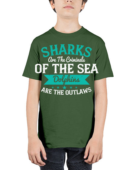 Sharks are the criminals of the sea Dolphins are the outlaws Style 34# - shark-fish - Youth Tee Unisex