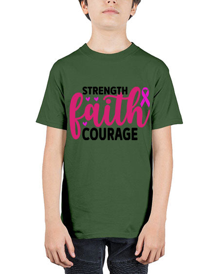 Strength Faith Courage 8# - breast cancer - Youth Tee Unisex
