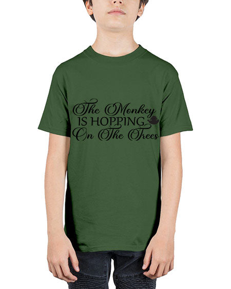 The monkey is hopping on  - monkey - Youth Tee Unisex