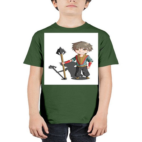 a little boy holding a spear79# - anime - Youth Tee Unisex