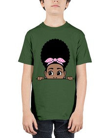 afro puff bandana girl peekaboo 85# - black girls or women - Youth Tee Unisex