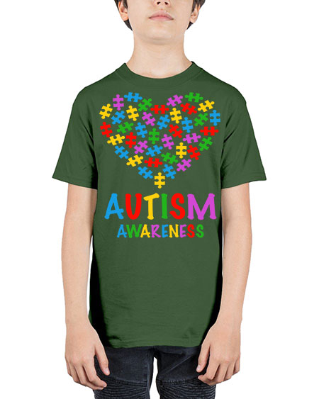 autism awareness heart love puzzle 15# - autism - Youth Tee Unisex