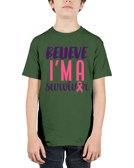 believe im a survivor Style 16# - breast cancer - Youth Tee Unisex