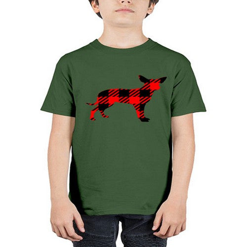 buffalo plaid pointed ear dog 64# - dogs - Youth Tee Unisex