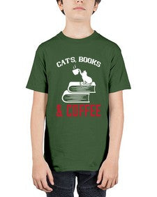 cats book and coffee Style 37# - cats - Youth Tee Unisex
