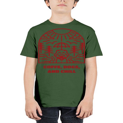 coffee, dogs, and chill 70# - dogs - Youth Tee Unisex
