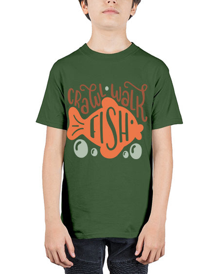 crawl walk fish 63# - shark-fish - Youth Tee Unisex