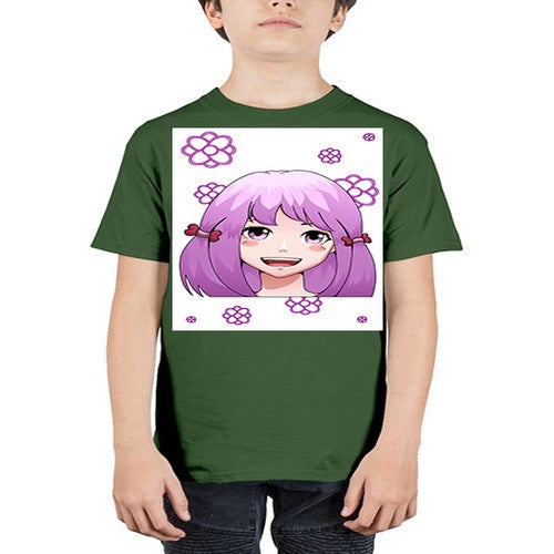 cute ponytails purple hair girl 63# - anime - Youth Tee Unisex