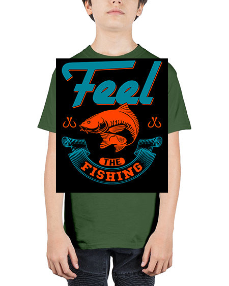 feel the fishing png 60# - shark-fish - Youth Tee Unisex