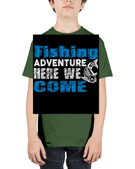 fishing adventure here we come png 52# - shark-fish - Youth Tee Unisex