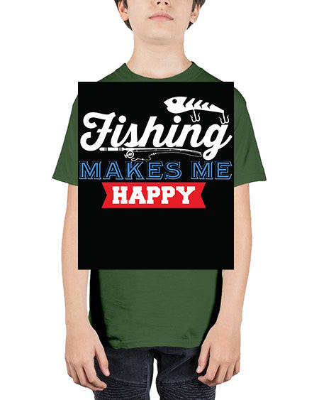 fishing makes me happy png 46# - shark-fish - Youth Tee Unisex