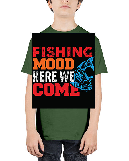 fishing mood here we come png 44# - shark-fish - Youth Tee Unisex