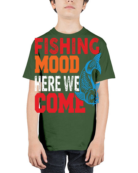 fishing mood here we come png 76# - shark-fish - Youth Tee Unisex