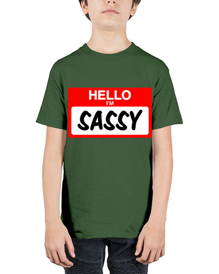 hello im sassy 129# - black words and phrases - Youth Tee Unisex