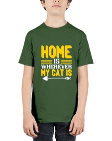 home is wherever my cat is Style 50# - cats - Youth Tee Unisex