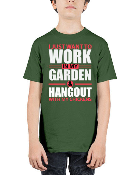 i just want to work in my garden and hang out with my chickens Style 4# - chicken - Youth Tee Unisex