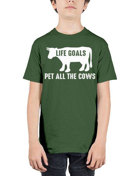 life goals pet all the cows - cow - Youth Tee Unisex