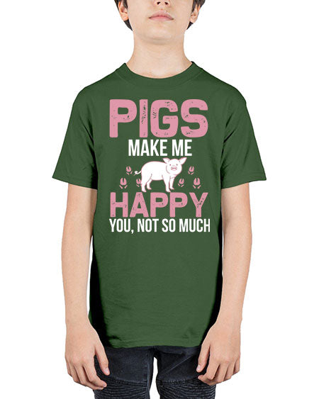 pigs make me happy Style 35# - pig - Youth Tee Unisex