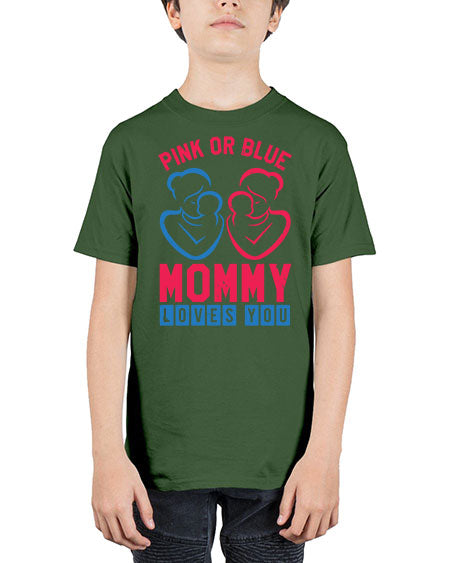 pink or blue Mommy Loves you Style 187# - baby shower - Youth Tee Unisex