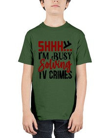 shhh im busy solving tv crimes 1040# - true crime - Youth Tee Unisex