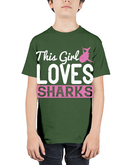 this girl loves sharks Style 12# - shark-fish - Youth Tee Unisex