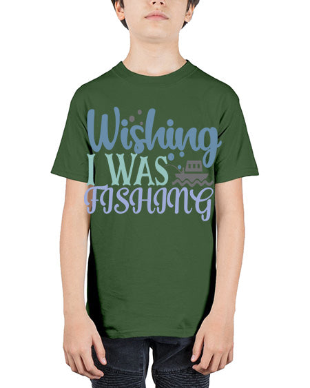 wishing i was fishing 90# - shark-fish - Youth Tee Unisex