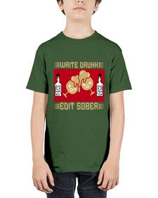 write drunk edit sober 497# - drinking - Youth Tee Unisex