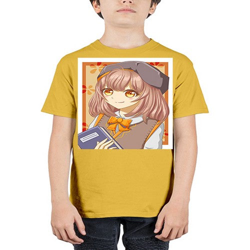 A beautiful girl wearing uniform with book 93# - anime - Youth Tee Unisex