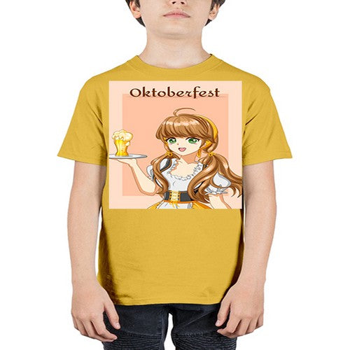 A beautiful girl with beer happy at celebrating the oktoberfest 87# - anime - Youth Tee Unisex