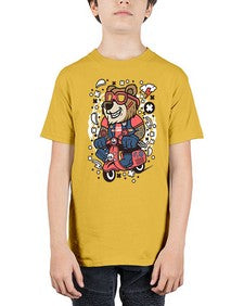 Bear scooterist 16# - cartoon animals - Youth Tee Unisex