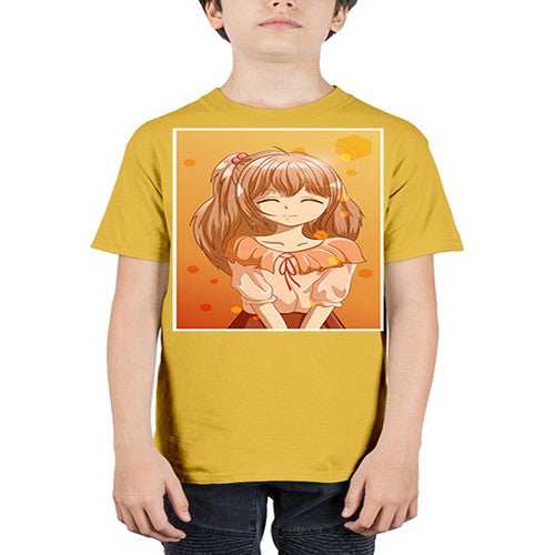 Beautiful and cute girl brown hair at sunset 164# - anime - Youth Tee Unisex