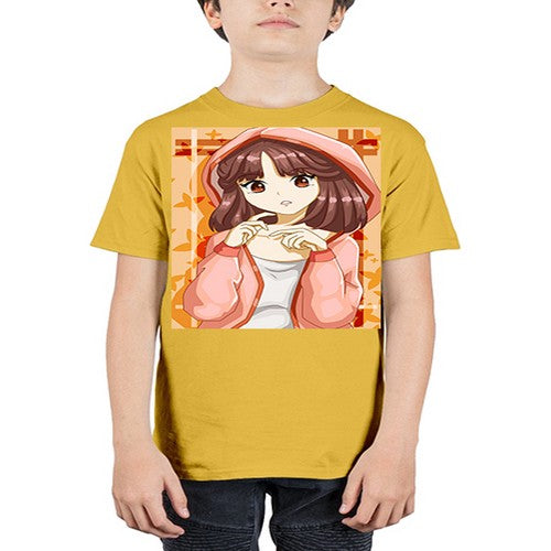 Beautiful and cute girl brown hair with jacket 81# - anime - Youth Tee Unisex