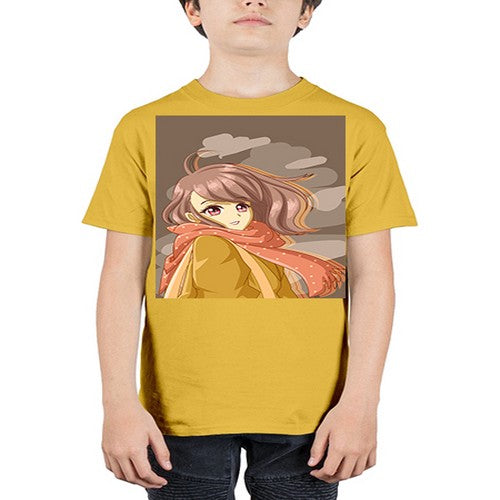 Beautiful and cute girl with scarf 91# - anime - Youth Tee Unisex