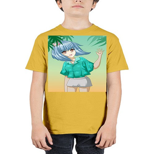 Beautiful and happy girl on the beach in summer 48# - anime - Youth Tee Unisex