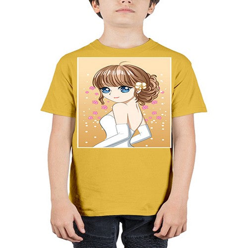 Beautiful and happy girl wearing wedding dress 84# - anime - Youth Tee Unisex