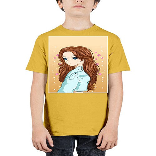 Beautiful and pretty girl brown long hair 123# - anime - Youth Tee Unisex