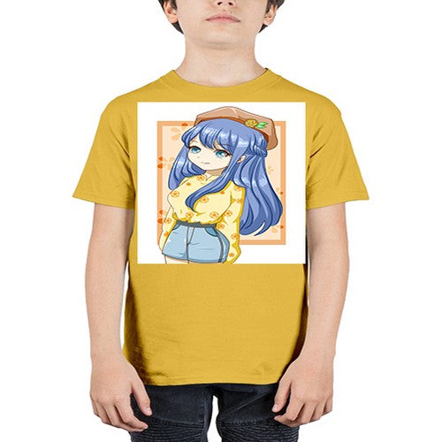 Beautiful and soft girl blue hair in summer 153# - anime - Youth Tee Unisex