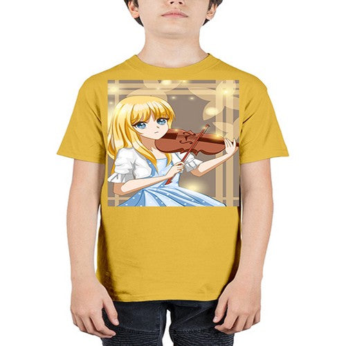 Beautiful girl playing violin 2# - anime - Youth Tee Unisex