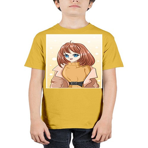 Beautiful girl short hair wearing winter clothes 168# - anime - Youth Tee Unisex