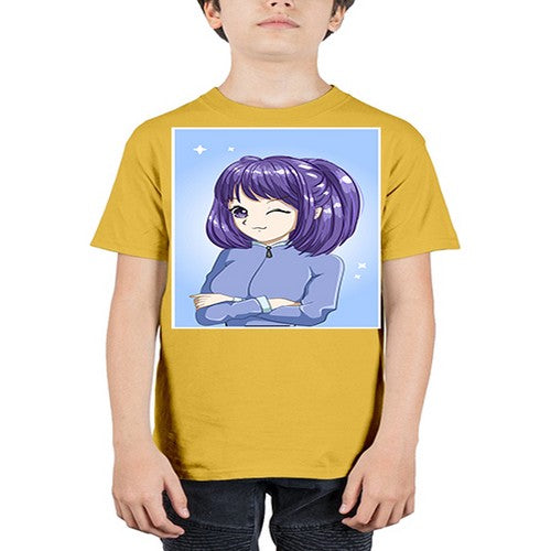 Beautiful girl short purple hair 6# - anime - Youth Tee Unisex