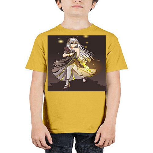 Beautiful girl with black dress and sword game 129# - anime - Youth Tee Unisex